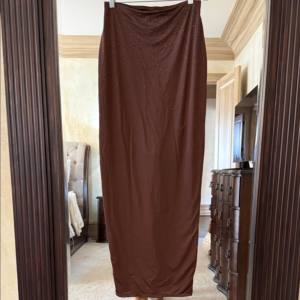SKIMS x Swarovski Jelly sheer tube skirt SOLD OUT in BROWN